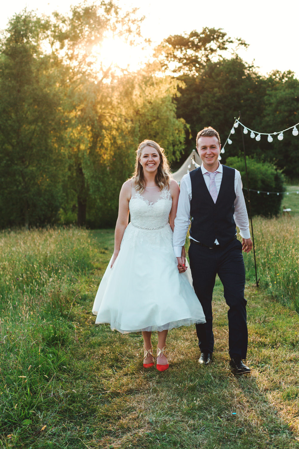 Dress Gown Bride Bridal Tea Length Short Yew Tree Lakes Wedding Charlotte Hu Photography
