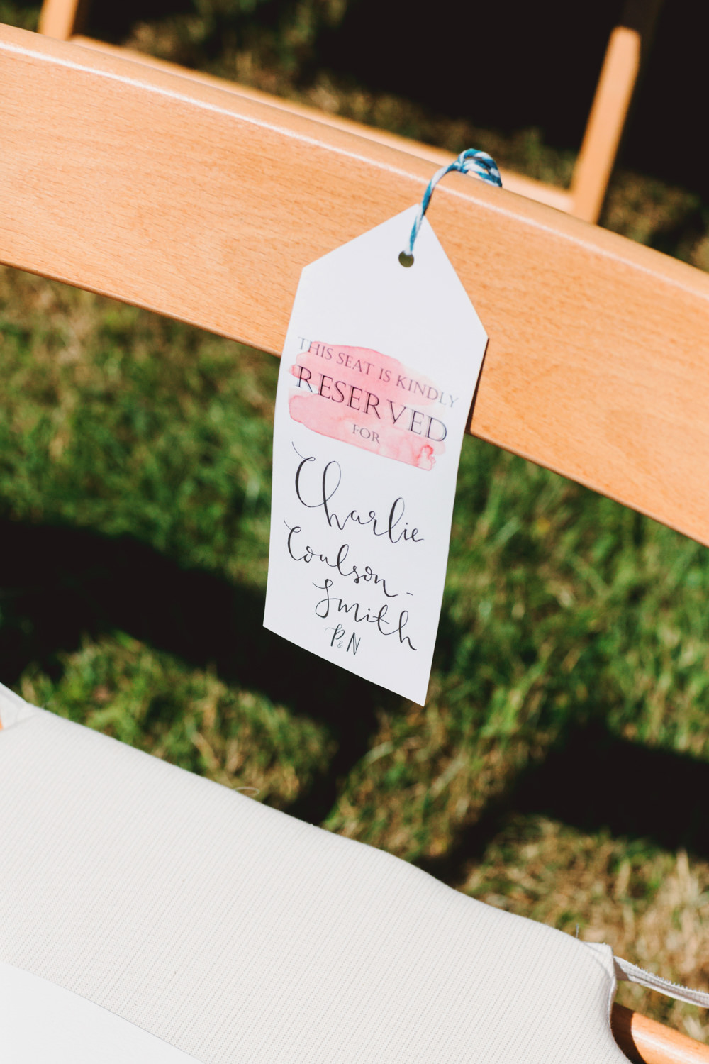 Reserved Seat Tag Label Yew Tree Lakes Wedding Charlotte Hu Photography
