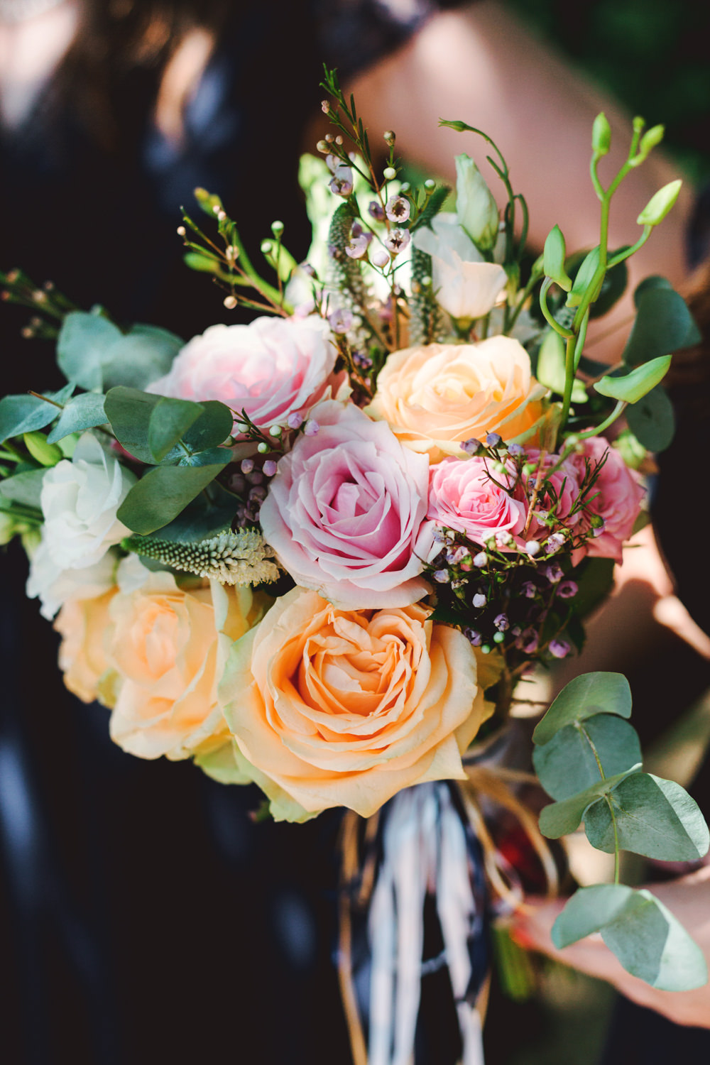 Bouquet Flowers Bride Bridal Orange Pink Rose Yew Tree Lakes Wedding Charlotte Hu Photography