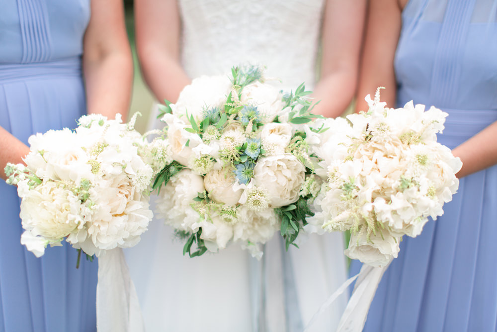 Bouquet Flowers Bridesmaid White Cream Rose Ribbon Almonry Barn Wedding Kerry Bartlett Photography