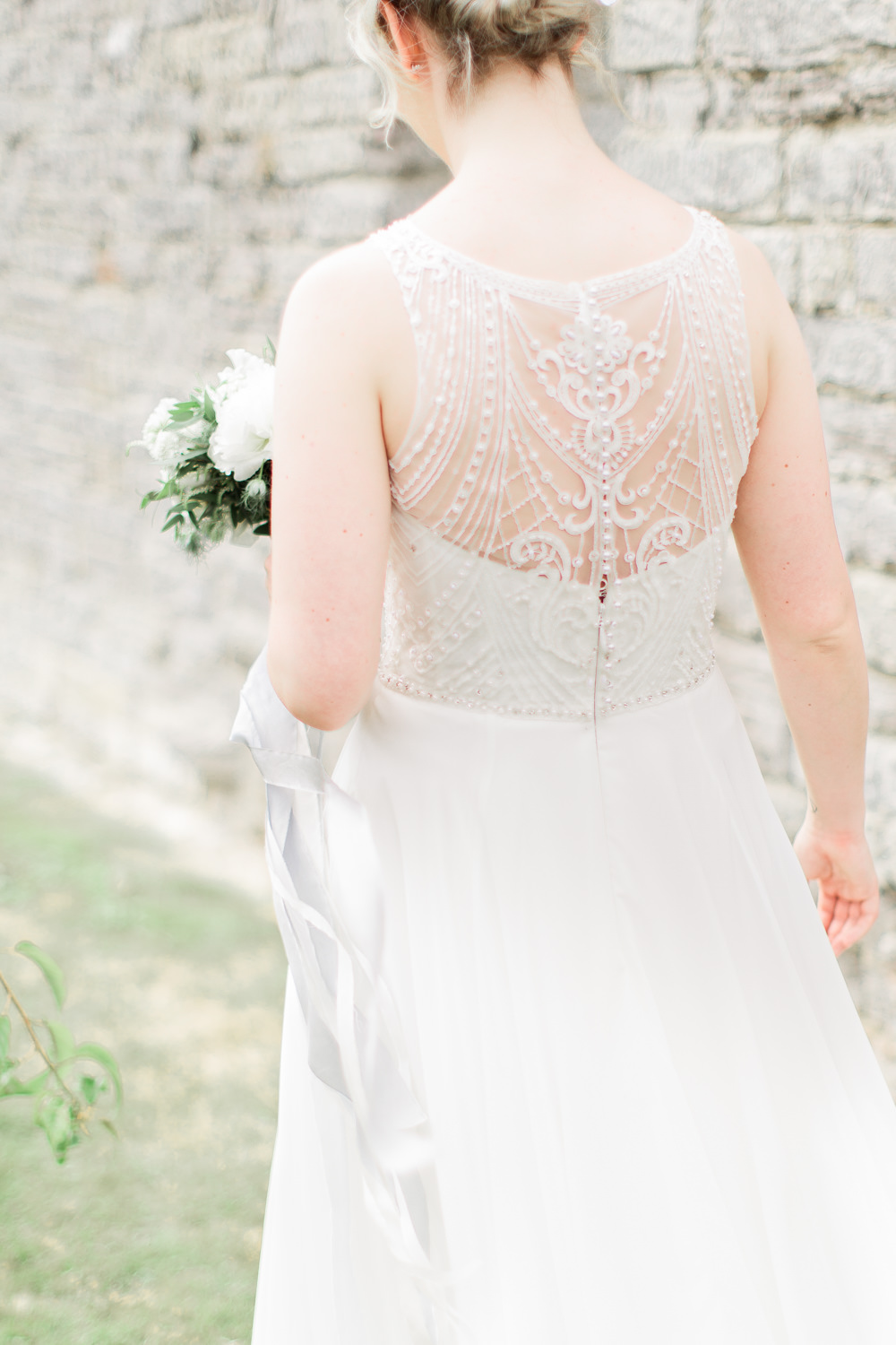 Bride Bridal Dress Gown Wtoo by Watters Beaded Sheer Back Almonry Barn Wedding Kerry Bartlett Photography