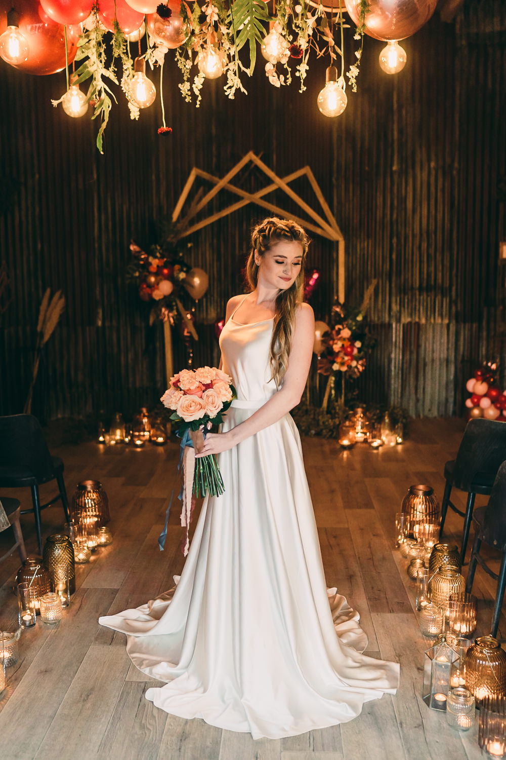 Dress Gown Bride Bridal Silk Crepe Marie Chandler Bridal Balloon Wedding Ideas Leesha Williams Photography