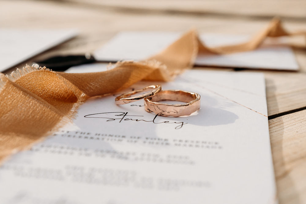 Rose Gold Rings Bands Balloon Wedding Ideas Leesha Williams Photography