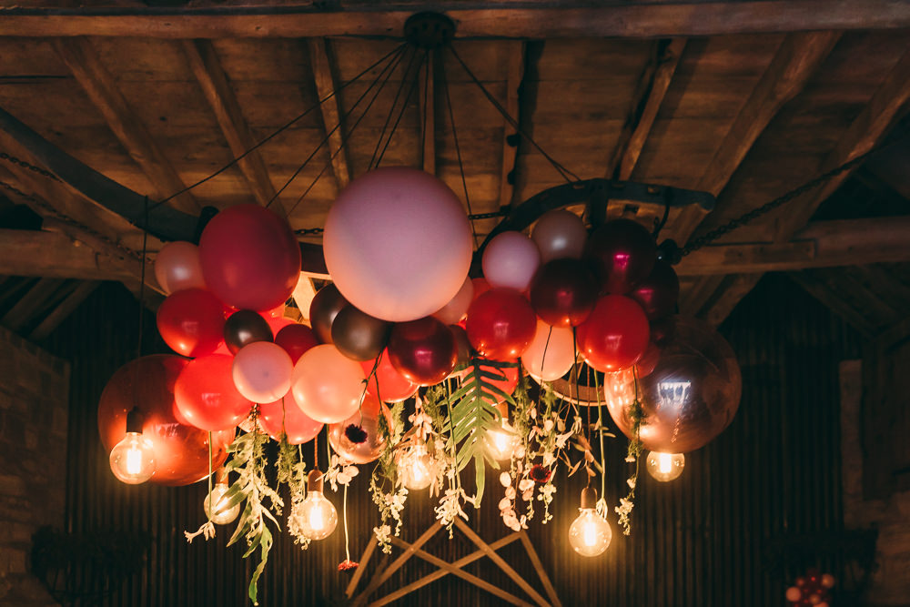 Installation Hanging Suspended Edison Light Bulbs Lighting Balloon Wedding Ideas Leesha Williams Photography