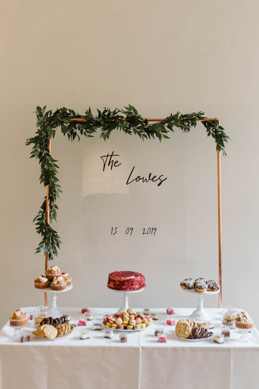 Cake Table Dessert Backdrop Sign Signs Signage Perspex Acrylic Compton Verney Wedding Danielle Smith Photography