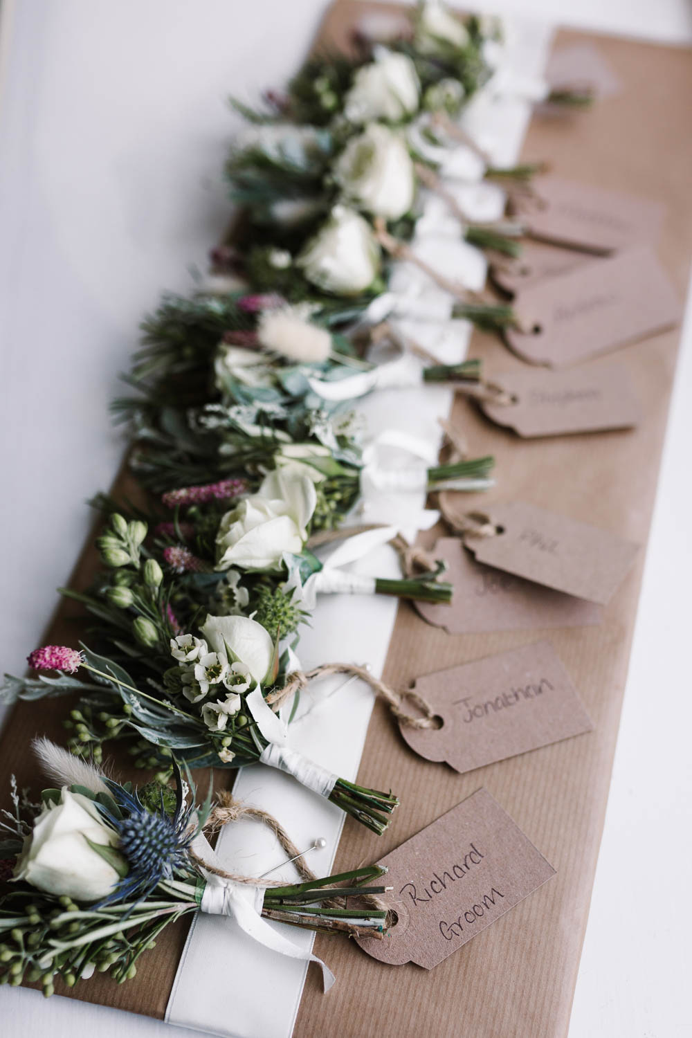 Buttonhole Flowers Rose Thistle Ivory Cream Compton Verney Wedding Danielle Smith Photography