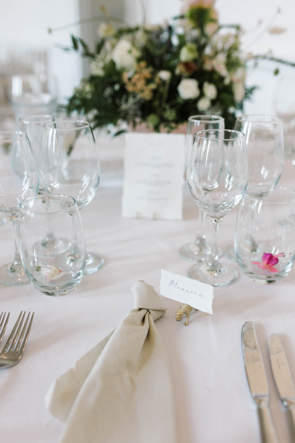 Place Setting Name Napkin Calligraphy Compton Verney Wedding Danielle Smith Photography