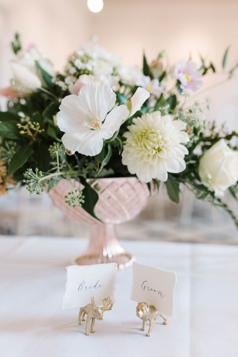 Painted Animal Place Name Cards Calligraphy Compton Verney Wedding Danielle Smith Photography