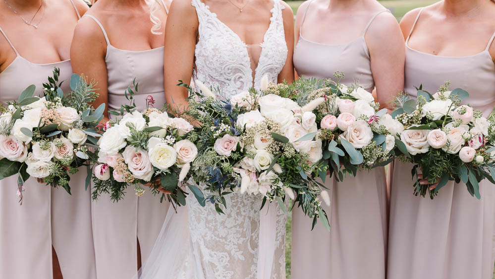 Bouquet Flowers Bride Bridal Rose Thistle Ivory Cream Bridesmaids Compton Verney Wedding Danielle Smith Photography