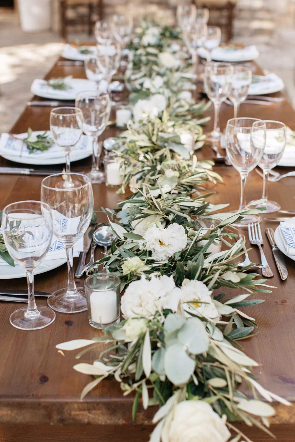 Table Centrepiece Swag Garland Greenery Foliage Crete Wedding HannaMonika Wedding Photography