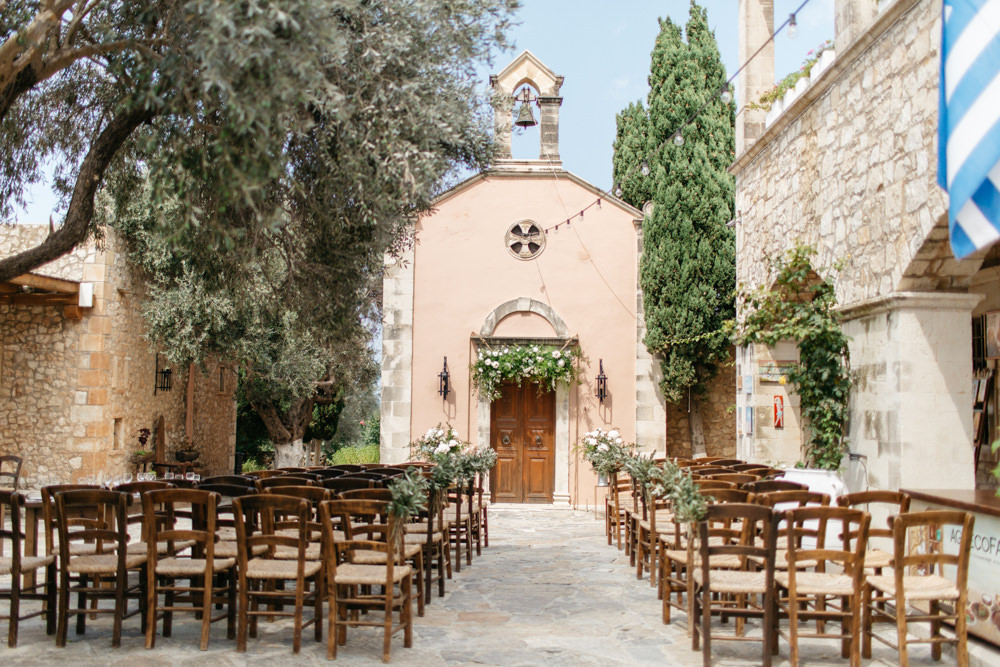 Ceremony Aisle Flowers Tall Doorway Arch Backdrop Crete Wedding HannaMonika Wedding Photography