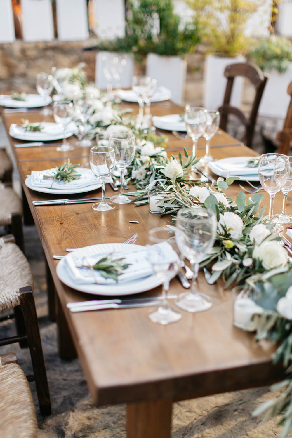 Table Centrepiece Swag Garland Greenery Foliage Crete Wedding HannaMonika Wedding Photography