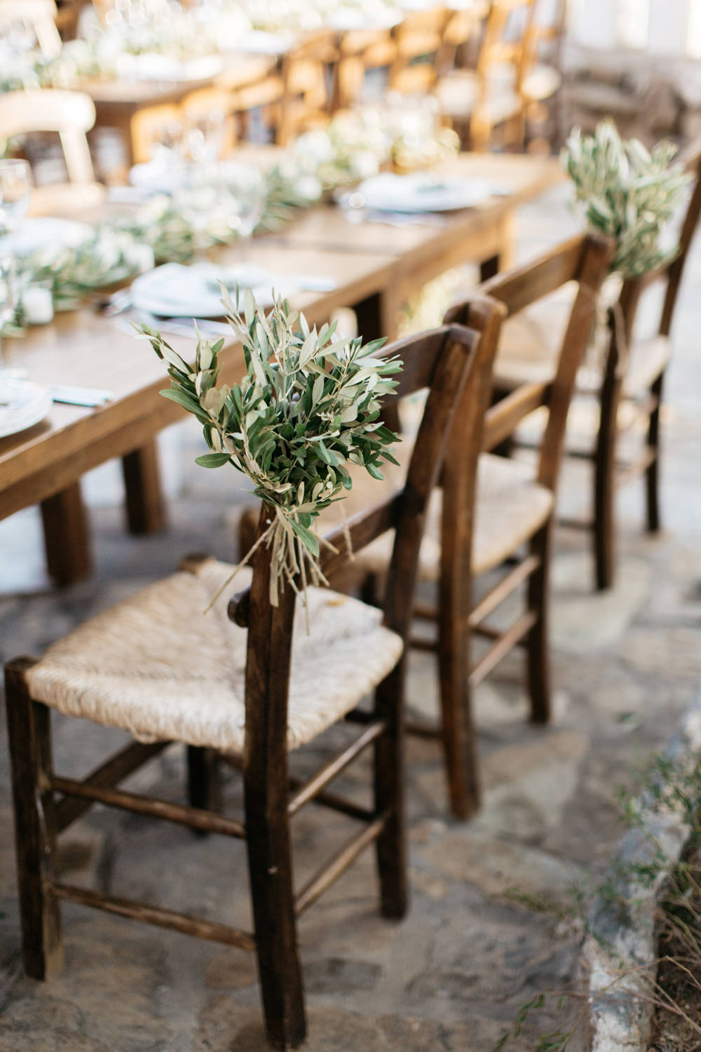Chair Flowers Greenery Foliage Crete Wedding HannaMonika Wedding Photography