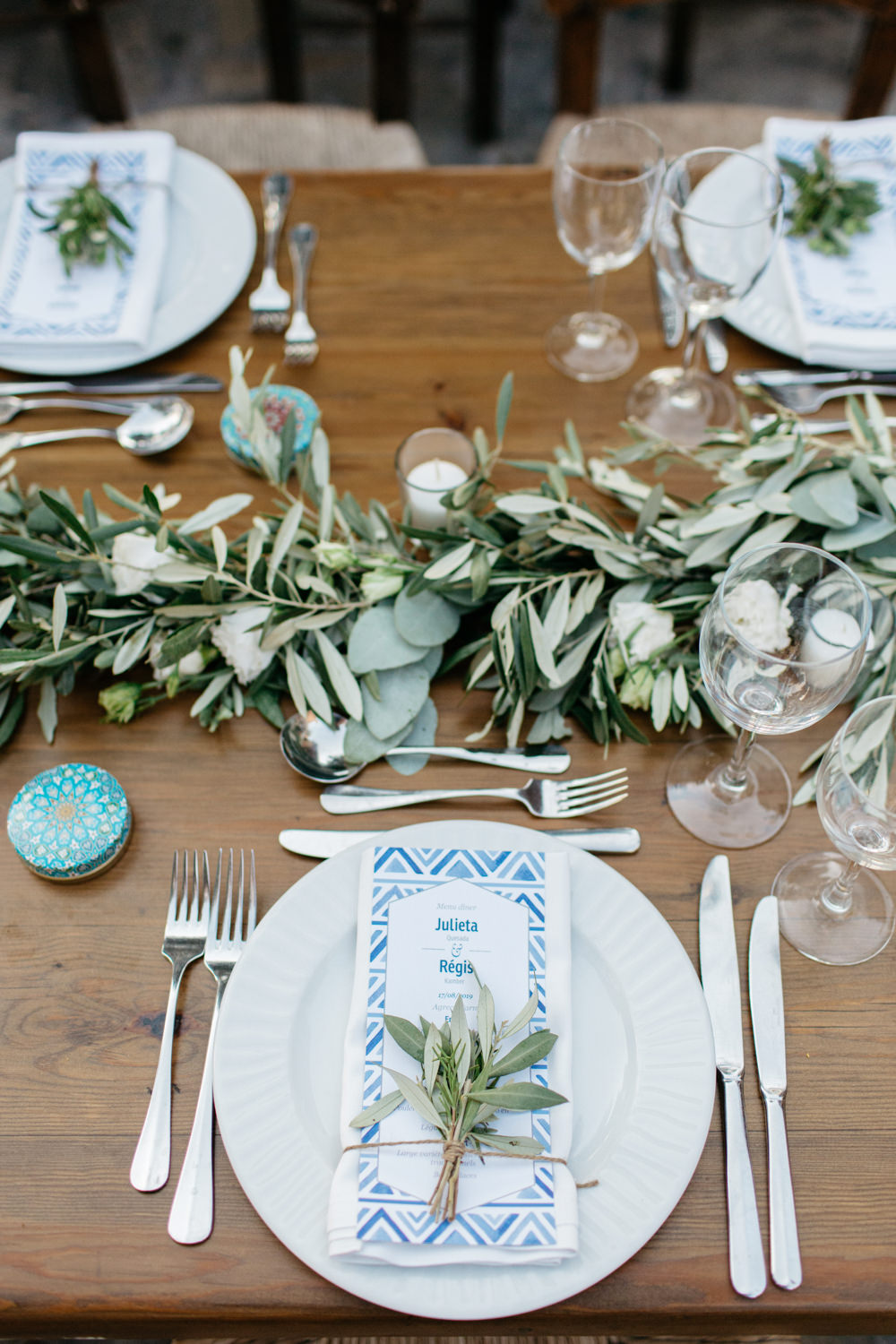 Table Centrepiece Swag Garland Greenery Foliage Crete Wedding HannaMonika Wedding Photography