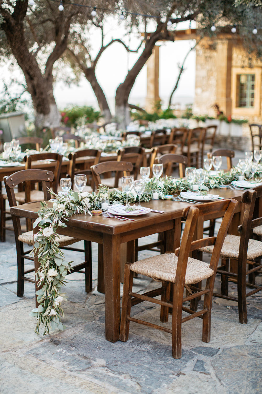 Table Centrepiece Swag Garland Greenery Foliage Crete Wedding HannaMonika Wedding Photography