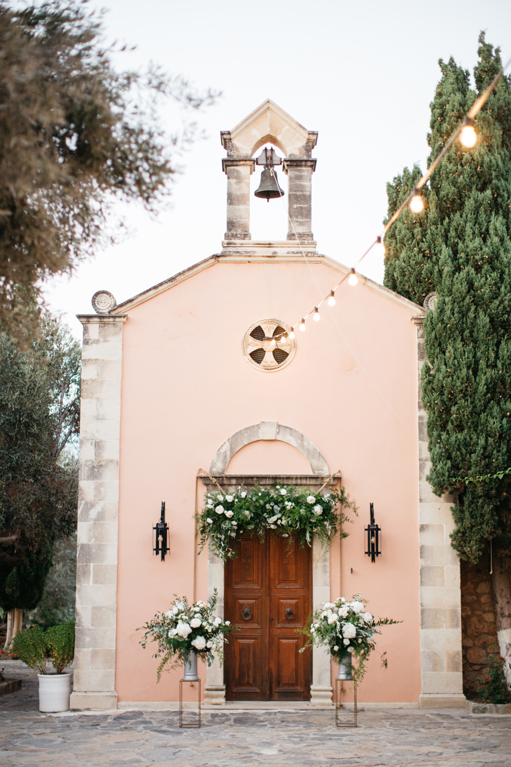Ceremony Aisle Flowers Tall Doorway Arch Backdrop Crete Wedding HannaMonika Wedding Photography