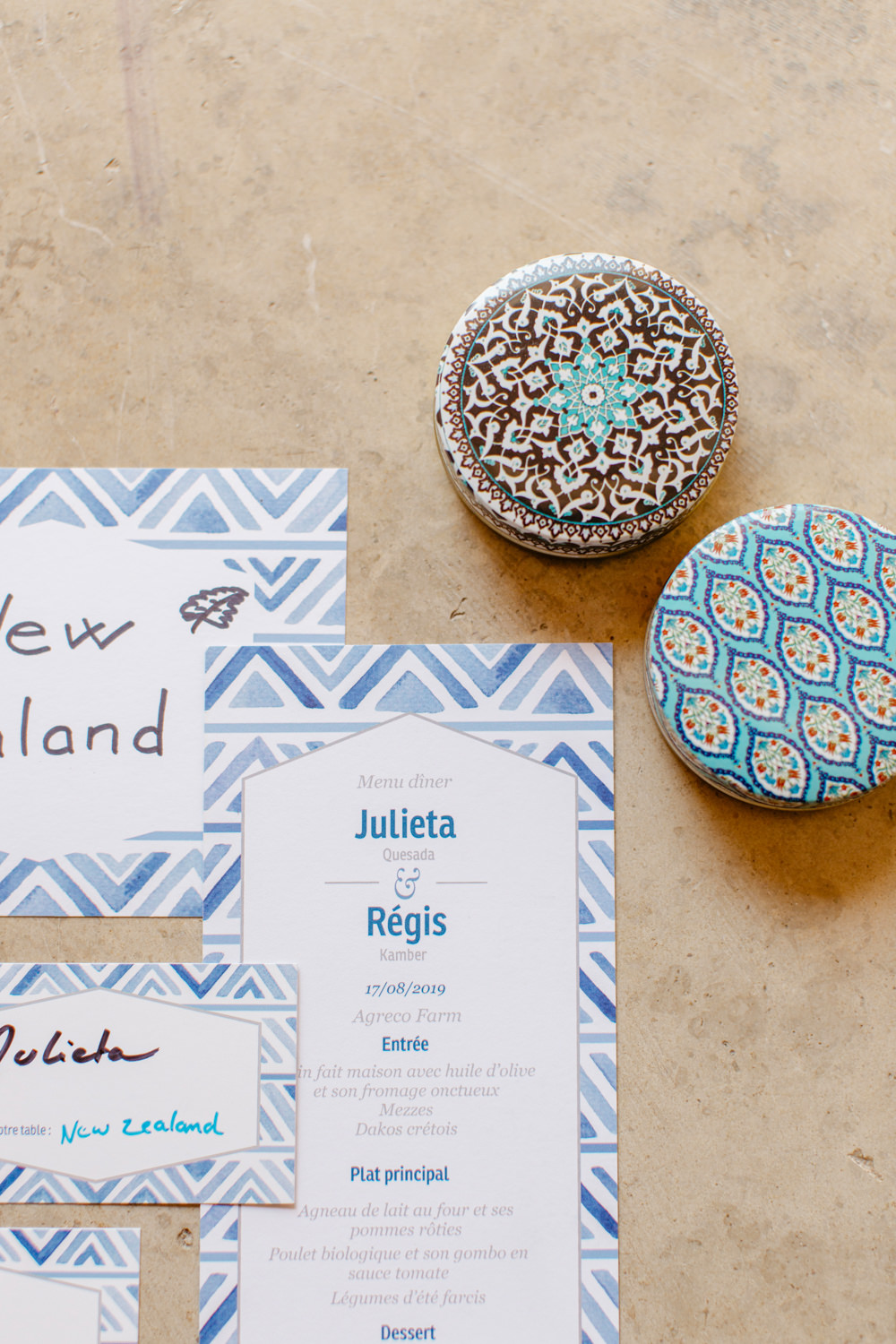 Stationery Blue Invitations Crete Wedding HannaMonika Wedding Photography