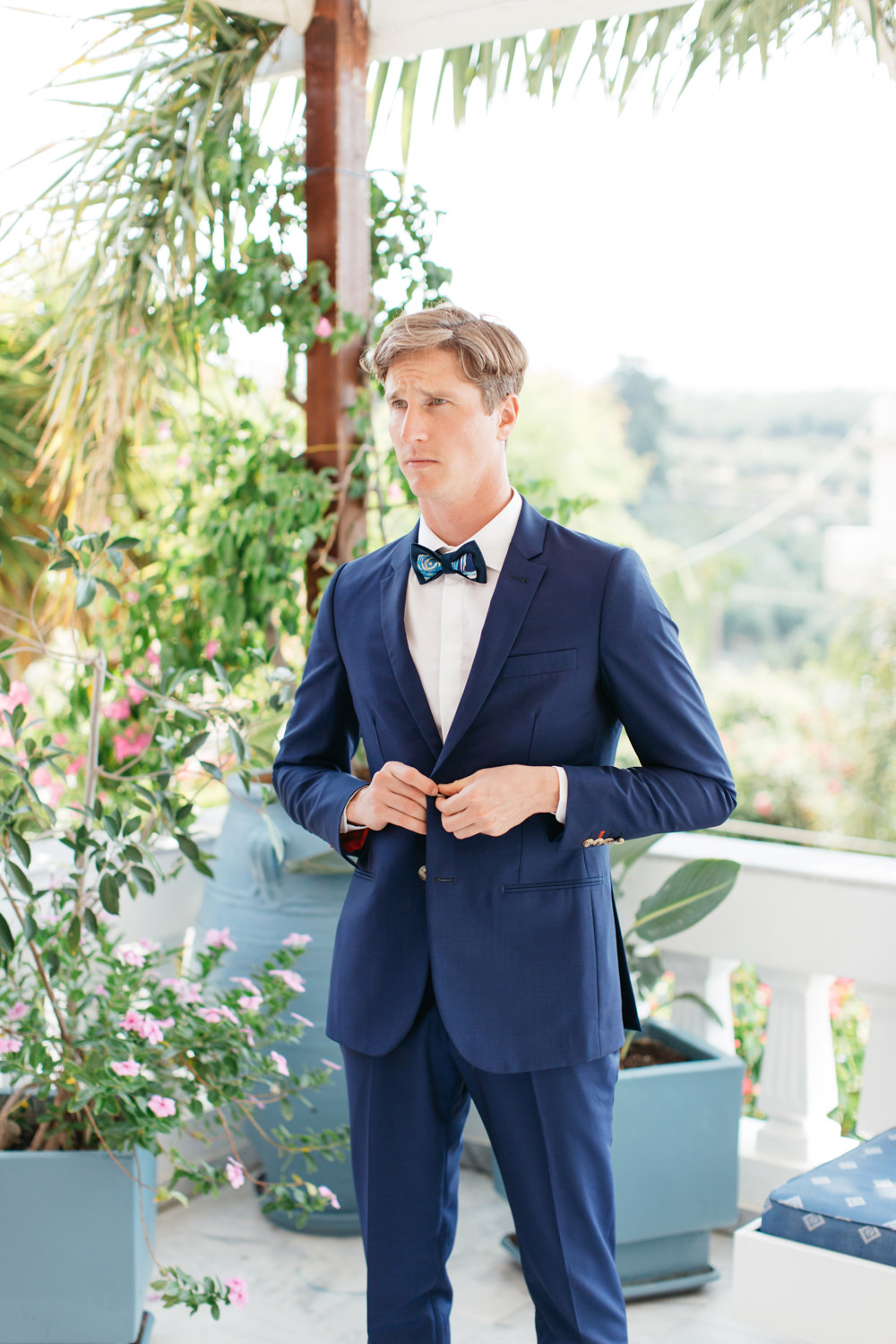 Groom Suit Blue Bow Tie Crete Wedding HannaMonika Wedding Photography