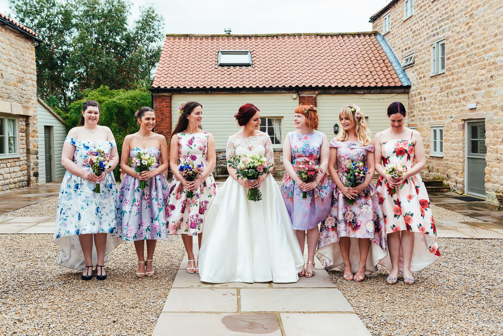 Bridesmaids Bridesmaid Dress Dresses Floral Dip Hem DIY Barn Wedding Jessica Grace Photography