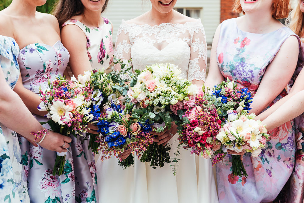 Bouquet Flowers Bride Bridal Pink Rose Greenery Bridesmaids DIY Barn Wedding Jessica Grace Photography
