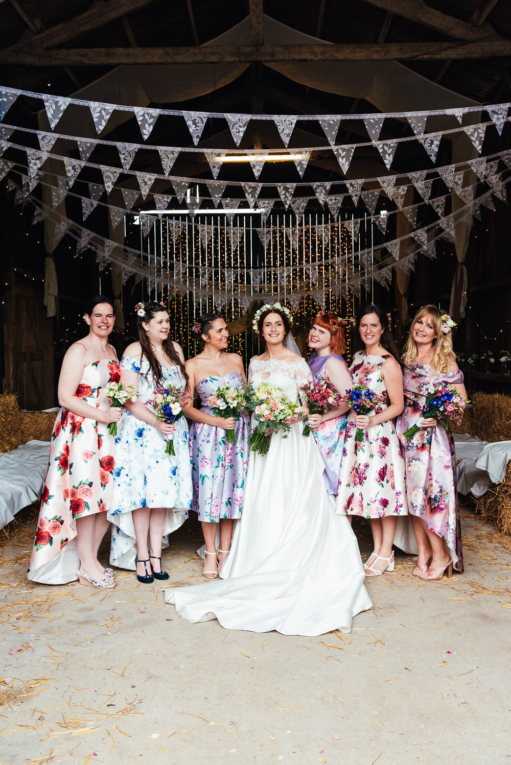 Bridesmaids Bridesmaid Dress Dresses Floral Dip Hem DIY Barn Wedding Jessica Grace Photography