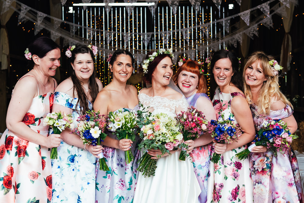 Bridesmaids Bridesmaid Dress Dresses Floral Dip Hem DIY Barn Wedding Jessica Grace Photography