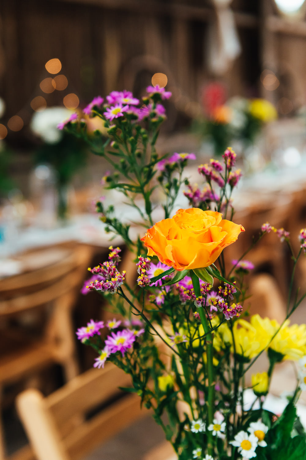 Table Flowers DIY Barn Wedding Jessica Grace Photography