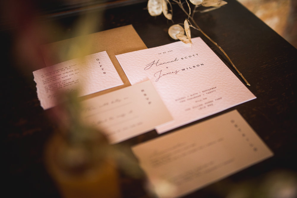Stationery Suite Flat Lay Invite Invitation Minimalist Torn Dried Flower Wedding Ideas Dan Lambourne Photography