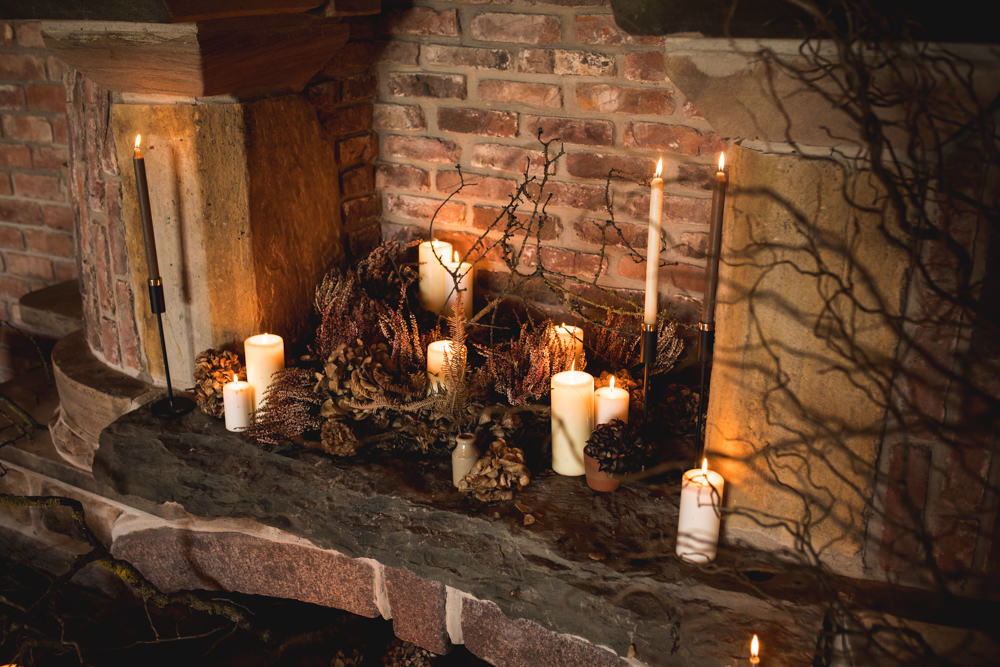 Fireplace Candles Dried Flower Wedding Ideas Dan Lambourne Photography