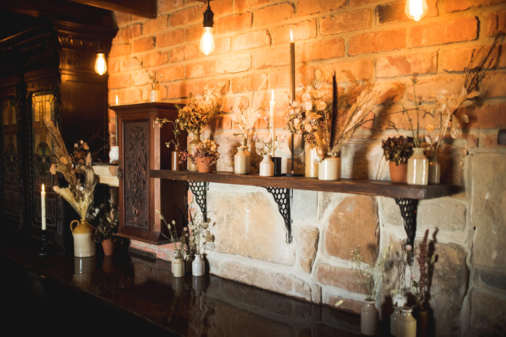Fireplace Candles Dried Flower Wedding Ideas Dan Lambourne Photography