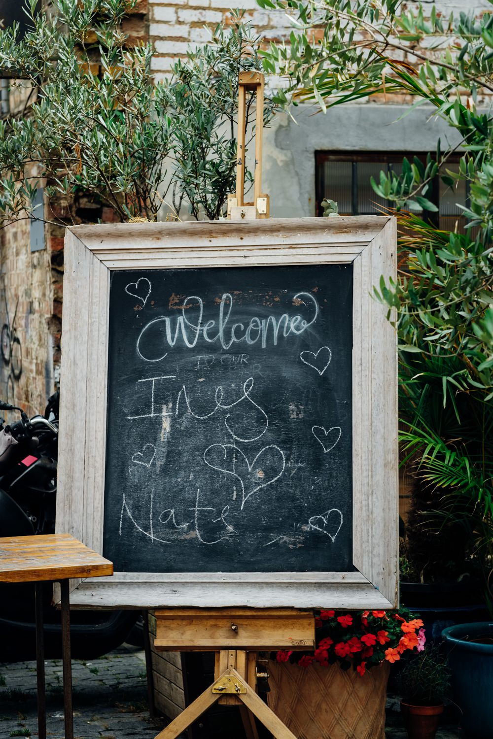 Welcome Sign Signs Signage Black Board Chalk East London Wedding Marianne Chua Photography