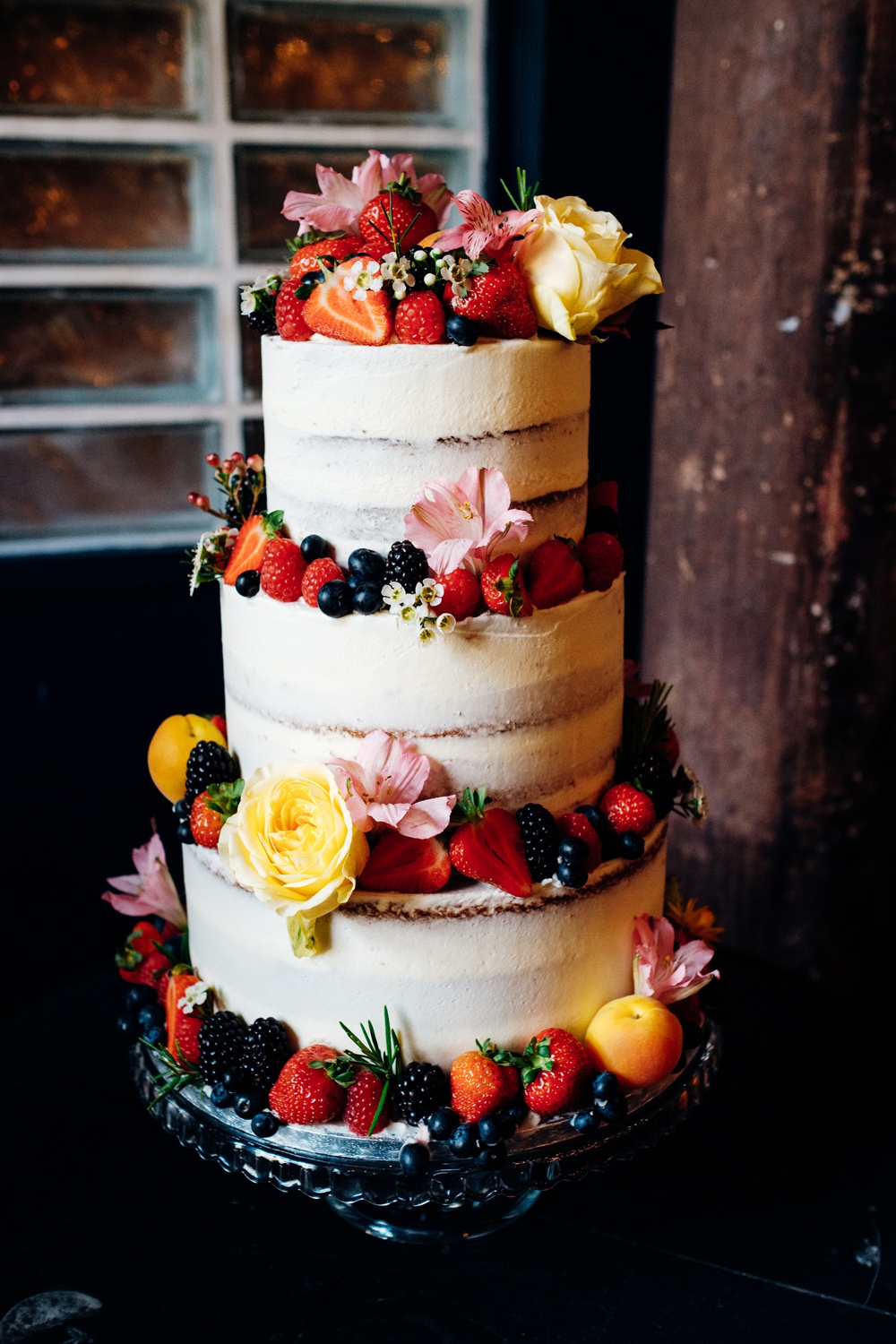 Semi Naked Cake Flowers Buttercream East London Wedding Marianne Chua Photography