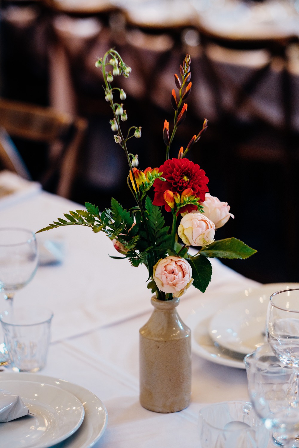 Table Flowers Centrepiece Decor Bottle Vases East London Wedding Marianne Chua Photography