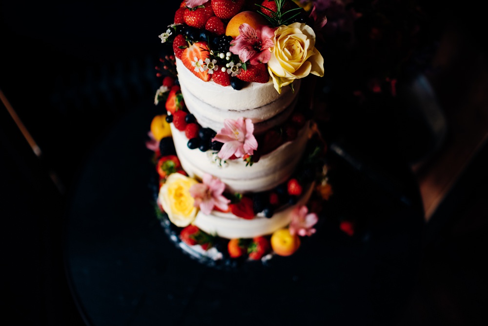 Semi Naked Cake Flowers Buttercream East London Wedding Marianne Chua Photography