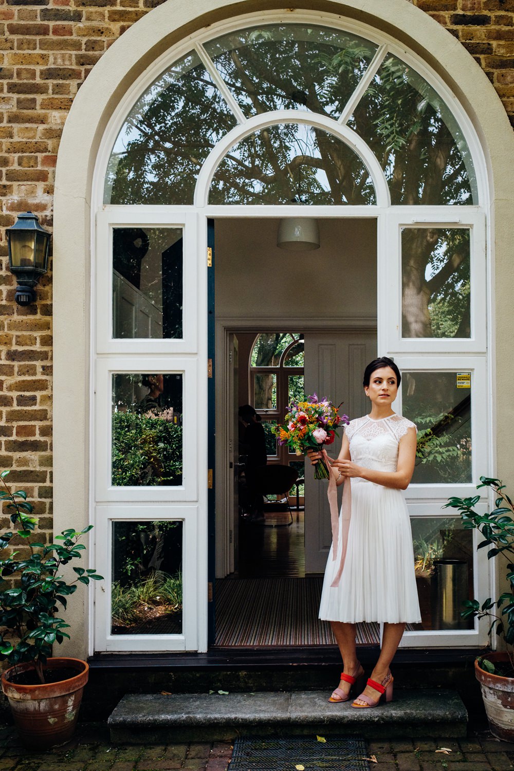 Bride Bridal Dress Gown Catherine Deane Top Skirt Lace Scallop Short East London Wedding Marianne Chua Photography