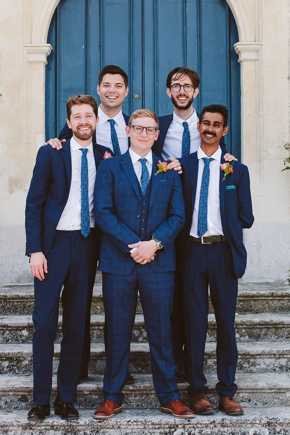 Groom Groomsmen Suit Blue Tie Glynde Place Wedding Sarah London Photography