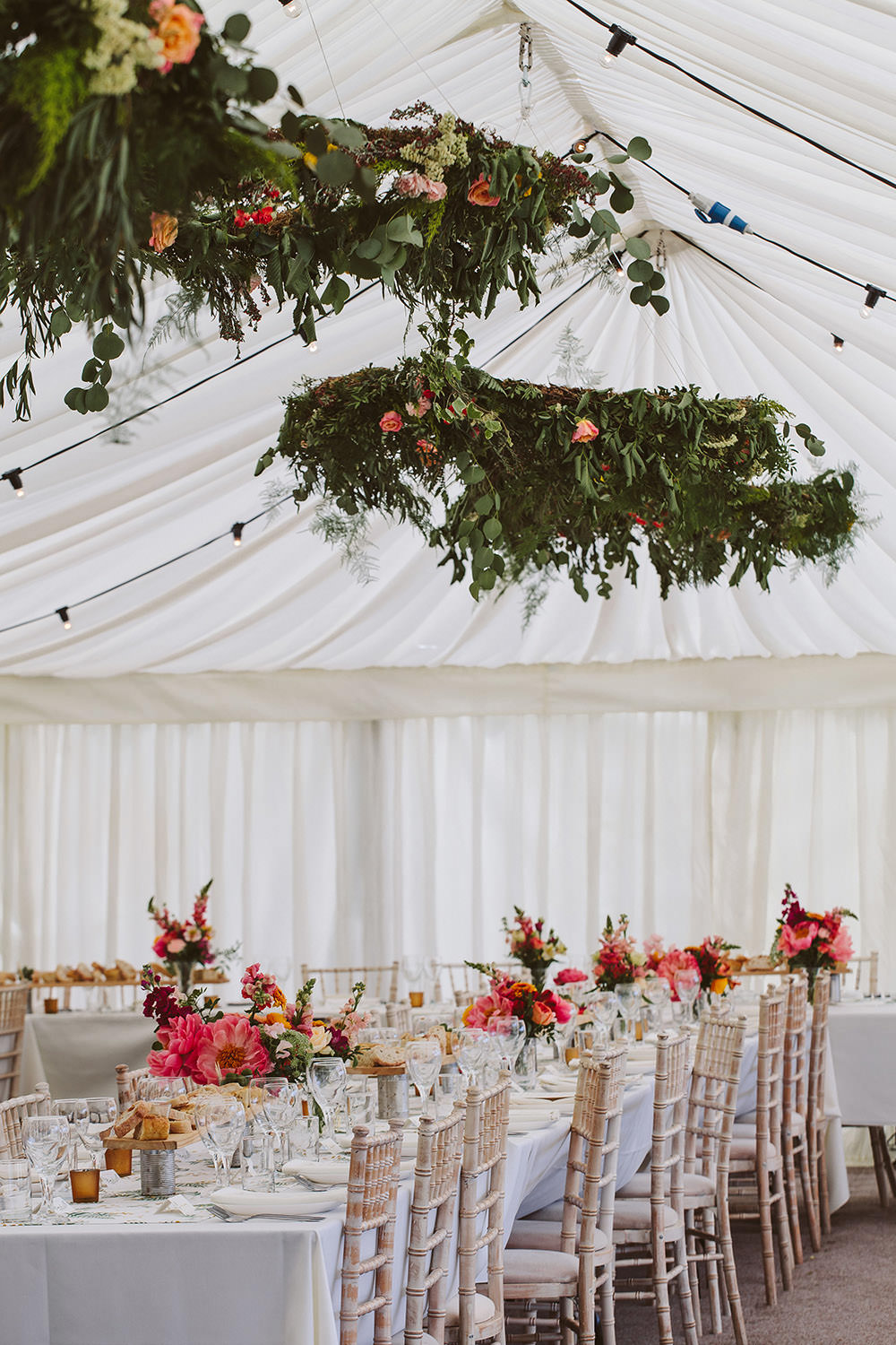 Marquee Decor Hanging Foliage Hoop Decor Glynde Place Wedding Sarah London Photography