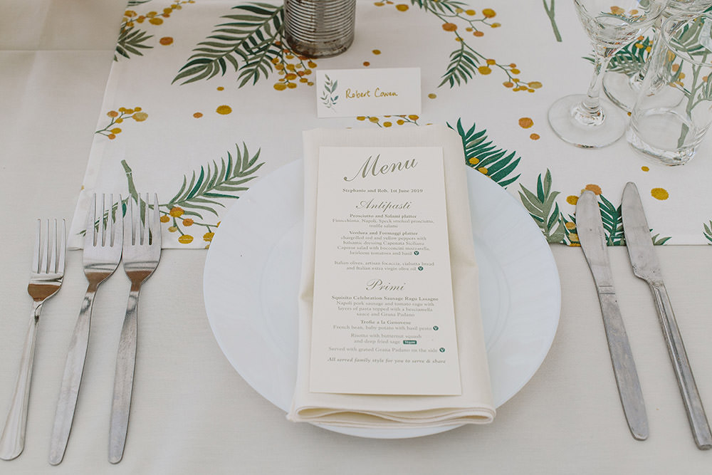 Place Setting Menu Glynde Place Wedding Sarah London Photography