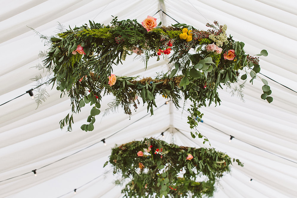 Marquee Decor Hanging Foliage Hoop Decor Glynde Place Wedding Sarah London Photography