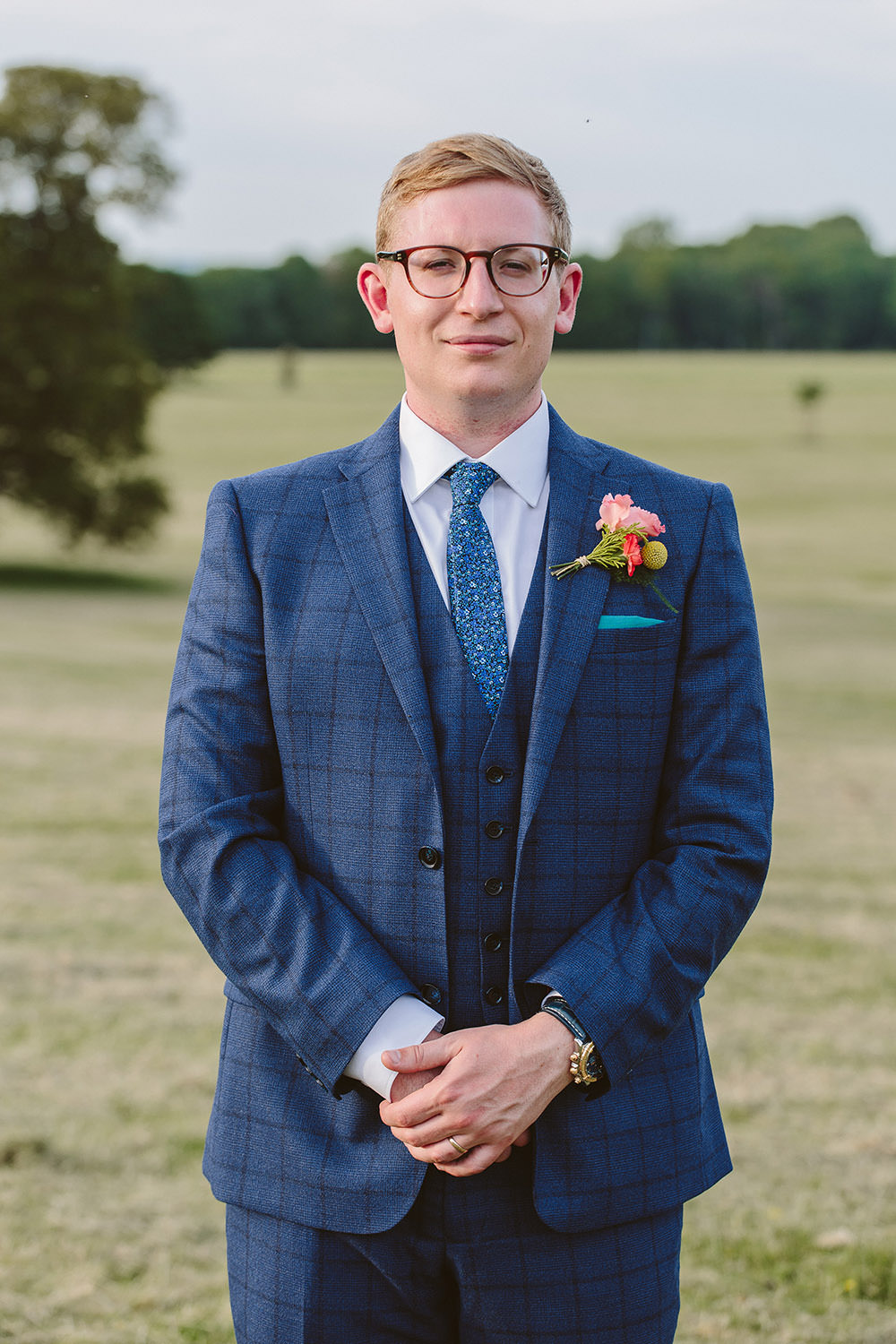 Groom Groomsmen Suit Blue Tie Glynde Place Wedding Sarah London Photography