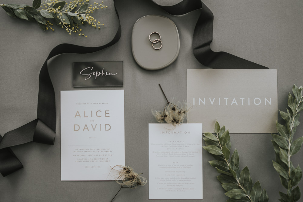 Stationery Suite Flat Lay Invite Invitations Grey Wedding Ideas Grace Elizabeth