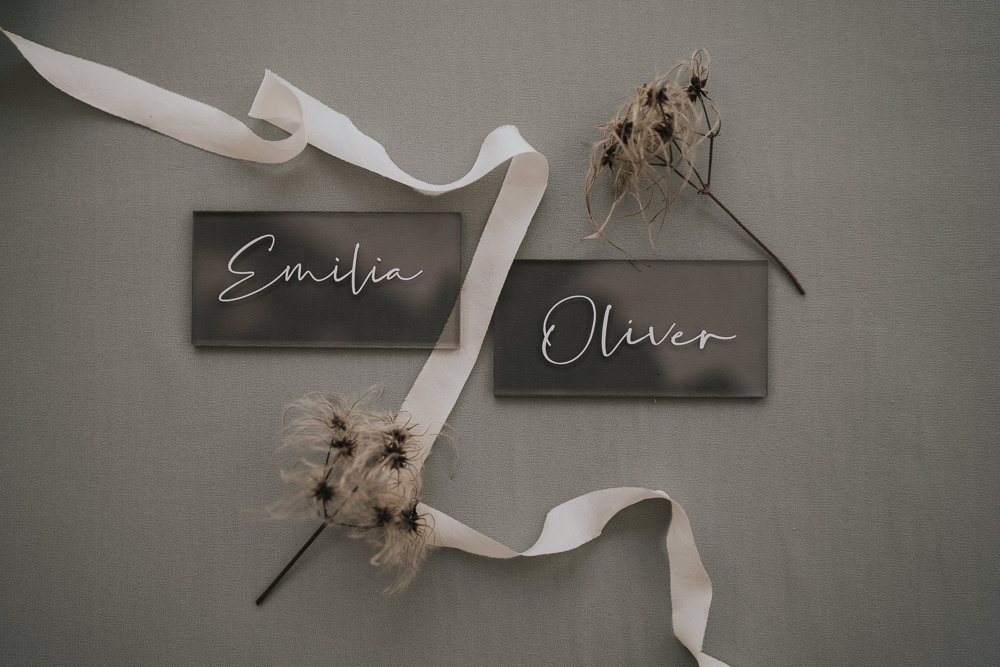 Calligraphy Place Name Clear Perspex Acrylic Grey Wedding Ideas Grace Elizabeth