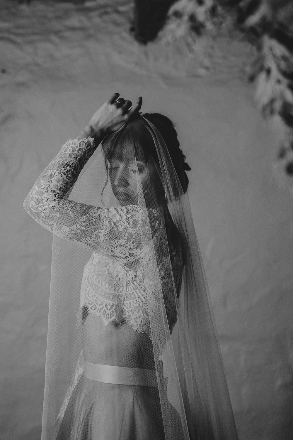Dress Gown Bride Bridal Separates Lace Top Tulle Skirt Veil Grey Wedding Ideas Grace Elizabeth