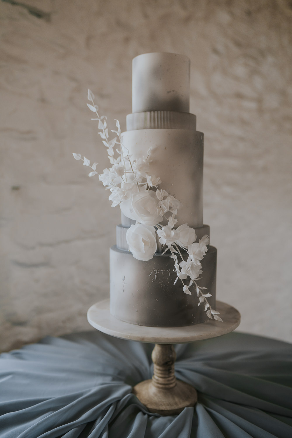 Tall Cake Flowers Cloud Grey Wedding Ideas Grace Elizabeth
