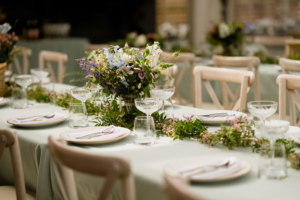 Table Decor Garland Flowers Centrpiece Long Tables Holford Estate Wedding Voyteck Photography