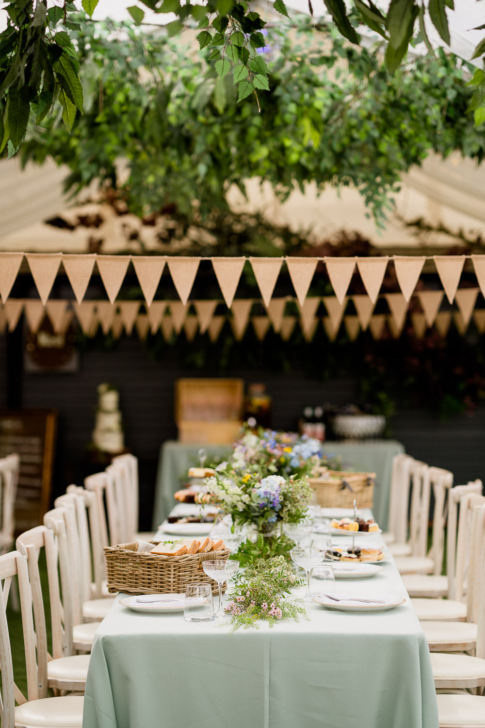 Table Decor Garland Flowers Centrpiece Long Tables Bunting Foliage Hoops Holford Estate Wedding Voyteck Photography