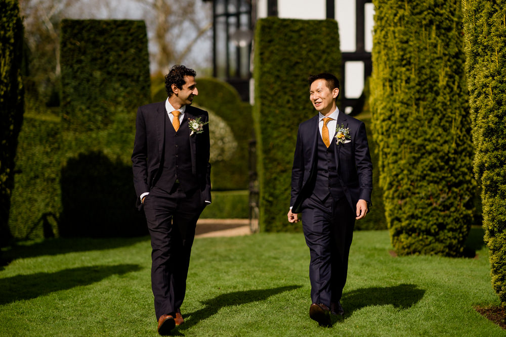 Groom Groomsmen Suits Mustard Yellow Tie Holford Estate Wedding Voyteck Photography