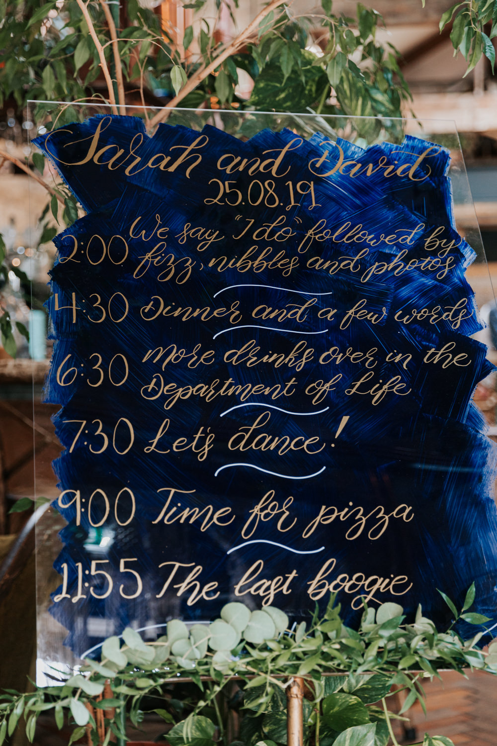 Painted Sign Signs Signage Perspex Acrylic Order of the Day Indie City Wedding Kate Gray Photography