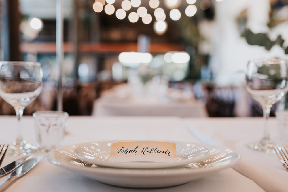 Calligraphy Place Name Card Indie City Wedding Kate Gray Photography