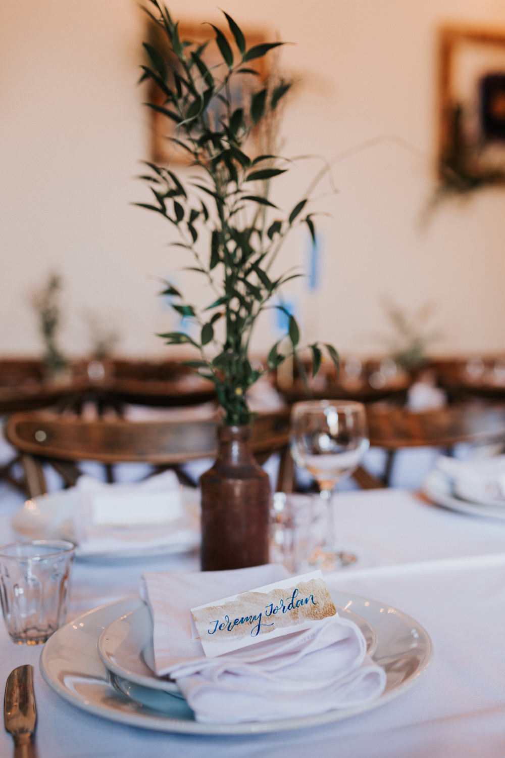 Bottle Flowers Greenery Table Centrepiece Indie City Wedding Kate Gray Photography